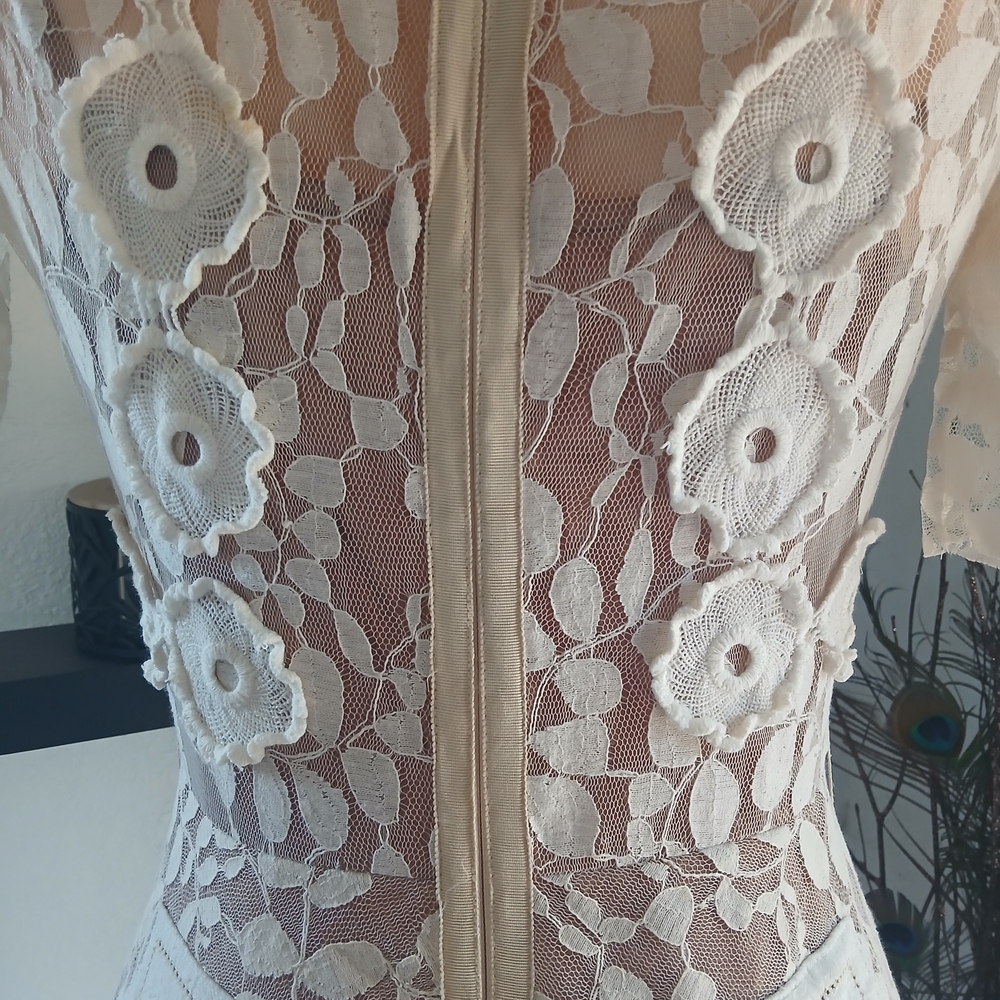 Byron Lars Cream Lace  Sleeve Dress - Picture 10 of 16